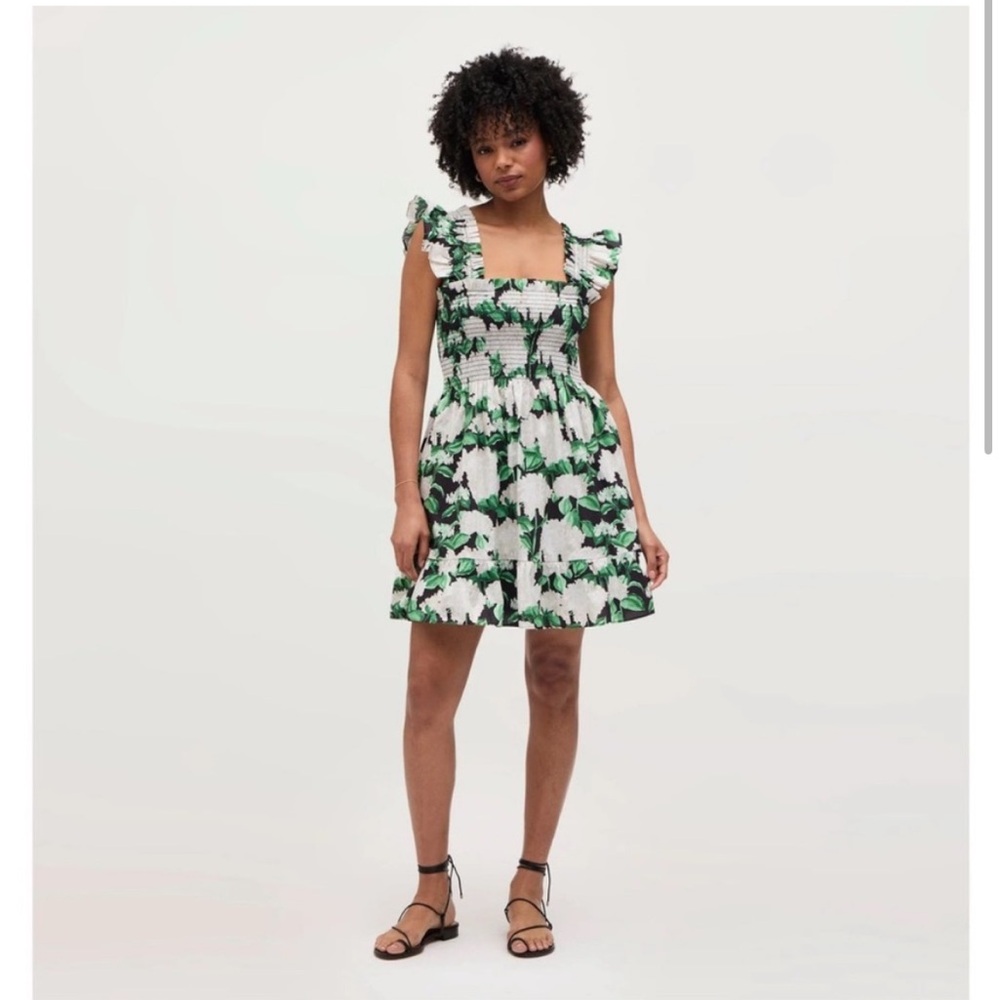Floral Green and White Kids Dress